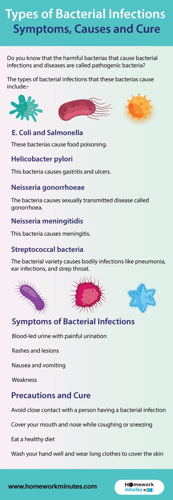 TypesofBacterialInfections Homework Minutes Infographics